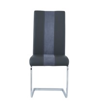 Set Of 4 Grey Two Toned Dining Chairs With Silver Tone Metal Base - £442.14 GBP