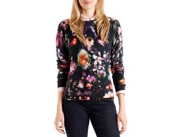 Ted Baker London Floral Print Cotton Sweater Jumper Black Size 3 MEDIUM EUC - $829.78 MXN