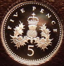 Proof Great Britain 1998 5 Pence~Only 100,000 Minted~Proofs Are Best Coi... - $7.25