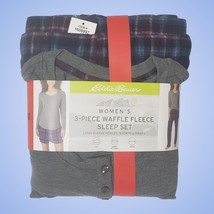 Eddie Bauer Waffle Fleece Pajama Set (3-Piece) Women Medium Gray Sleepwe... - $32.36