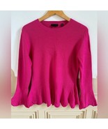 Ted Baker Bobbe Peplum Knit Jumper Sweater Pink 3 Wide Sleeves Merino Wool - $63.70