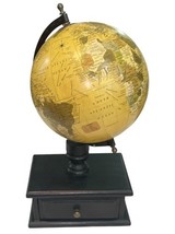Vintage Style World Globe on Wood Base w/ Drawer 16" Tall Desk Decor India image 6