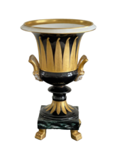 Vista Alegre Portugal Porcelain Black and Gold Gilt Footed Krater Vase * - £238.14 GBP