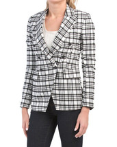 New Maison D&#39;amelie Black White Plaid Career Blazer Jacket Size L - $49.99