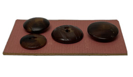 Vintage Marble Brown Plastic Buttons 4 Buttons - £11.59 GBP