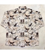 Vintage Red Head Duck Hunting Dog Cotton Long Sleeve Button Shirt - Size... - $19.95