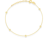 14K Real Gold Ball Bead Station Bracelet for Women, Adjustable 6&quot; to 7&quot; - £181.35 GBP