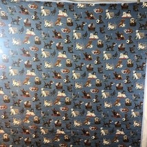Blue Plaid with Dogs and Cats Crib Quilt 42.5&quot; x 46.5&quot; Cotton - £19.45 GBP