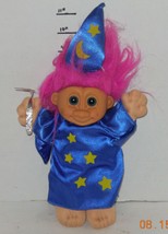 Vintage My Lucky Russ Berrie Troll 10&quot; Doll pink Hair Magician with Wand - $14.50
