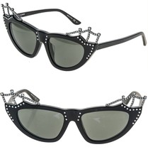 Saint Laurent Tiara SL122 Bat Stud Crystal Cat Eye Bat Black Sl 122 Sunglasses - $593.01