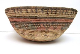 Vintage African Hand Woven Coiled Hausa Basket 11 3/4&quot; X 5&quot; - £62.86 GBP