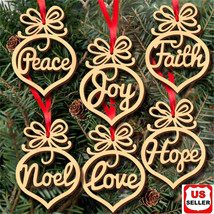 6 Pcs Christmas Decorations Wooden Ornament Xmas Tree Hanging Pendant Or... - $9.99