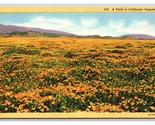 Field of Poppy Flowers in California CA UNP Linen Postcard C20 - $2.92