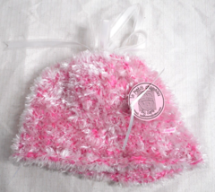 le petit chapeau by Sara Soft Touch Pink White Yarn Girl&#39;s Youth Beanie ... - £11.71 GBP