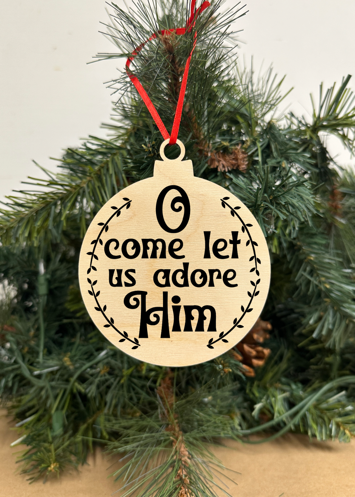 Merry Christmas Engraved Wooden Christmas ornament Snowball shape, Holid... - $9.49