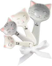 Cat Shaped Ceramic Measuring Spoons - Gift for Any Cat Lover - Cat Ceramic Measu - £17.58 GBP