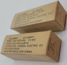 2 Vtg US Army Navy Radio Tube w Box JAN CKR 6H6 VT-90 GE 1945 SC961A USA... - £22.95 GBP