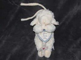 Nat &amp; and Jules Stuffed Plush Jesus Loves Me Cream Ivory Blue Heart Musical Lamb - £31.60 GBP