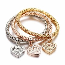 Jewellery Silver and Rose Gold Crystal Bracelet Bangle for Girls and Women - £18.76 GBP