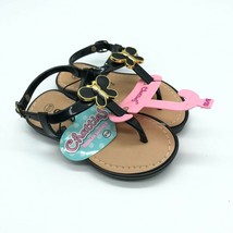 Chatties Toddler Girls Sandals Rubber Butterfly Ankle Strap Thong Black 9/10 - £7.66 GBP