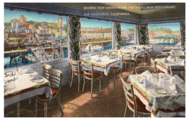 Marine View Dining Room Vista del Mar Restaurant San Francisco Linen Postcard - £7.00 GBP