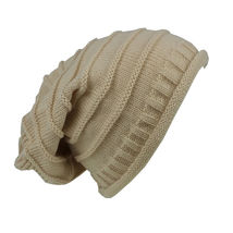 Men Women Knit Slouchy Beanie Oversized Warm Hat Unisex Beige - £12.56 GBP