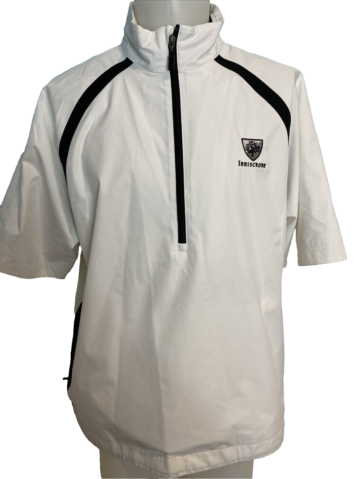 Inniscrone Cutter &amp; Buck Men&#39;s 1/2 Zip Pullover SS Jacket White, Sz Large - $34.19