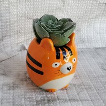 Tiger Animal Planter with Faux Succulent, Orange Cat Ceramic Plant Pot image 4