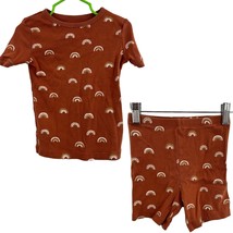 Little Co Organic Cotton Pajama Set Shorts 4T Rainbow Print  - $15.48