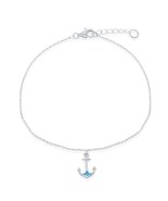 Sterling Silver Blue Inlay Opal Anchor Anklet - €28,55 EUR
