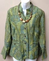 Coldwater Creek Women&#39;s Petite Medium Paisley Cardigan Jacket - Antiqued Buttons - £31.86 GBP