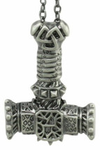 Legend of Asgard Norse Mythology Mjolnir Thor Hammer Pendant Pewter Necklace - £11.79 GBP