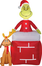 Holiday INFLATABLE AIRBLOWN GRINCH, CHIMNEY &amp; MAX LED 5.5&#39; Tall Home Yar... - $125.95