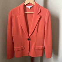Exclusively Misook Women’s One Button Knit Jacket Blazer Orange Small - $54.44