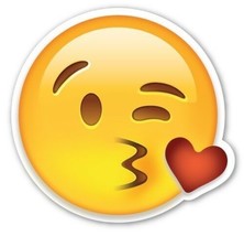 15cm Shaped Vinyl Sticker emoji laptop face kit kissing happy love lover sexy - £4.35 GBP