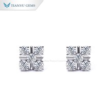 Gems 1 Carat Moissanite S925 Square Stud Earrings Women Sterling Silver Gold Pla - £72.76 GBP