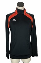 Mizuno Pullover Drylite Jacket Top Womens Small Black Orange 1/2 Zip Run... - $17.58