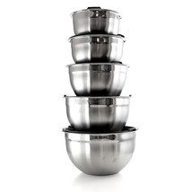 Megachef 5 Piece Multipurpose Stackable Mixing Bowl Set With Lids - £52.07 GBP