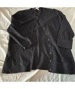 Coldwater Creek Women's L Black Sequin Button-Down Cardigan Sweater - $14.26