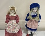 Vintage Porcelain Doll Lot Of 2 Made In Taiwan Painted Faces With Stands - £10.32 GBP