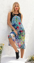 Maloka: Beauty Blooms Abstract Art Keyhole Maxi Dress (1 Left!) - £76.66 GBP