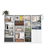 Clawson 4 Piece Living Room Set with 4 Bookcases, White - $977.89 CAD