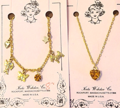 Jewelry For 18&quot; Dolls Necklace &amp; Charm Bracelet Topaz Swarovski November Birthst - £14.08 GBP