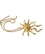 Signed Artisan Mexico Celestial Pendant Brooch Gold Tone Sun Rays Smilin... - $1,881.48 MXN