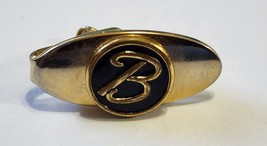 VINTAGE TIE BAR CLIP CLASP STAY Gold TONE Initial Letter B Oval Short - £7.43 GBP