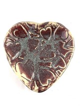 Hand-Painted Heart Shaped Plate Rustic Art Pottery Burgundy &amp; Blue Glaze EUC - £13.47 GBP