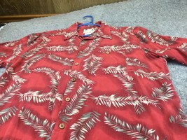 Banana Cabana Silk Mens XL Shirt Red Leaves Hawaiian Beach Short Sleeve - £10.11 GBP