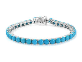 925 Sterling Silver 15Ct Beautiful Lab-Created Turquoise Tennis Bracelet - 4mm - £145.72 GBP