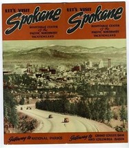 Lets Visit SPOKANE Washington Brochure 1930s Grand Coulee Dam Columbia B... - $77.22