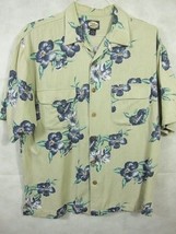 Collectors Tommy Bahama Green Blue Flowers Rayon Cotton Hawaiian Camp Shirt M - $23.03